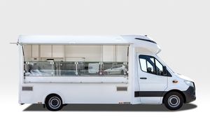 Camionnette mobile de restauration en acier inoxydable blanc motorisée avec compartiments isolés pour la livraison d'aliments surgelés et la restauration de rue - Product Image 6