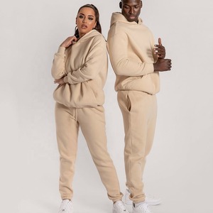 Sweat à capuche vierge et pantalon de survêtement en coton épais de haute qualité Ensemble unisexe à capuche personnalisé pour hommes - Product Image 1