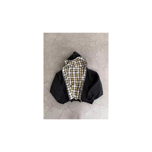 Chaqueta con Capucha Negra para Hombre, Forro a Cuadros, Resistente al Viento, Informal, para Otoño, Corte Regular, Tejido de Poliéster - Product Image 6