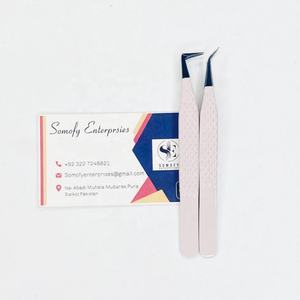 Pinces à cils professionnelles en acier inoxydable, pinces à cils en nano-diamant, pinces à cils pour extensions de cils, pointe en fibre à 90 degrés, volume durable - Product Image 5