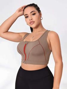 Soutien-gorge de sport tricoté en nylon respirant Sexy pour femmes gilet de yoga antidérapant avec coussinets amovibles débardeur athlétique adulte Logo avant - Product Image 5