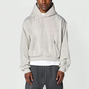 Personnalisé de haute qualité hommes sweat à capuche épaule tombante Streetwear lâche polaire tissu coton surdimensionné uni teint - Product Image 1