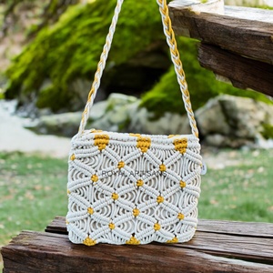 Macrame กระเป๋าโท้ททำด้วยมือสไตล์โบฮีเมียนได้แรงบันดาลใจจากการถักโครเชต์กระเป๋าสะพายไหล่ชายหาดผ้าคอตตอนซับในแฟชั่นทันสมัยมีซิปที่จำเป็น - Product Image 5