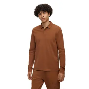 2024 New Arrival Men Brown Colour Long Sleeves 100% Cotton Polo Shirts With Custom Logo And Sizes For Sale