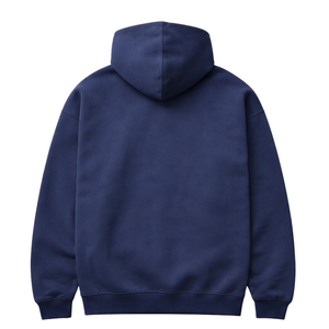 Mens <b>Navy</b> Blue Oversized Hoodie Pullover 50% Cotton 50% Polyester Drop Shoulder Streetwear Relaxed Fit Winter <b>Sweatshirt</b> - Product Image 2