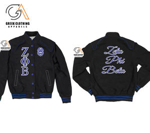 Zeta Phi Beta Custom Autumn Sorority Racer Jacket Sorority Style Cotton <b>Shell</b> Embroidered Applique Breathable Eco-Friendly Solid - Product Image 4