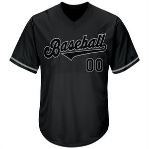 Chemise en jersey de baseball en tricot côtelé noir-gris authentique personnalisé noir - Product Image 1