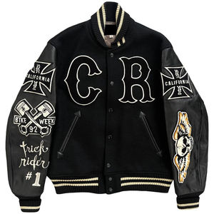 แจ็กเก็ตมันต์มหาวิทยาลัยสำหรับทุกเพศเสื้อเบสบอลปักด้วยกำมะหยี่แขนเสื้อหนังตกแต่งขนสัตว์สำหรับฤดูหนาว - Product Image 1