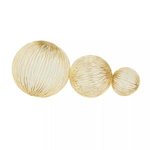 Conjunto de 3 bolas decorativas de fibra natural, escultura de mesa de Color dorado, decoración del hogar, acentos, artículos de decoración hechos a mano - Product Image 6