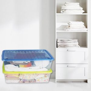 Scatola di immagazzinaggio trasparente da 27 litri 60x40x17 cm verde/blu armadio lavanderia organizzazione di plastica porta vestiti - Product Image 3