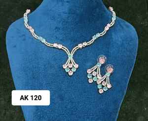 Conjunto de collar y pendientes de diamantes americanos de latón de diseño moderno para mujer, perfecto para fiestas, bodas, aniversarios - Product Image 2