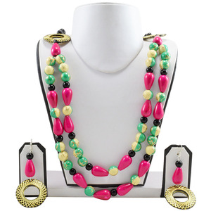 Conjunto de Collar de Cuentas de Resina Estilo Bohemio Único, Aretes Chapados en Oro con Forma de Gota de Agua, Joyería de Fiesta para Mujer, Accesorios de Moda - Product Image 1