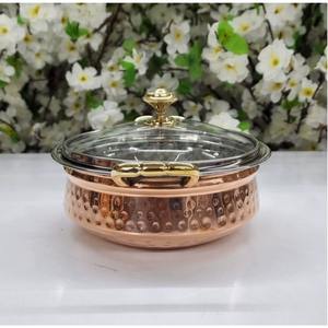 Olla de Cobre Martillada con Tapa Transparente, Perfecta para Cocinar a Diario, Uso Doméstico, Servir Comida Caliente y como Opción de Regalo, de la India - Product Image 5