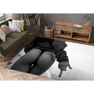 Tapis à motif de fille en string noir, tapis sensuel, tapis femme sexy, tapis imprimé, tapis fin non tissé - Product Image 4