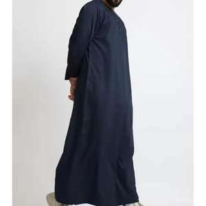 Thobes islamiques ethniques pour hommes - Coton léger à manches longues Jubba arabe personnalisable Col haut Longueur cheville - Product Image 4