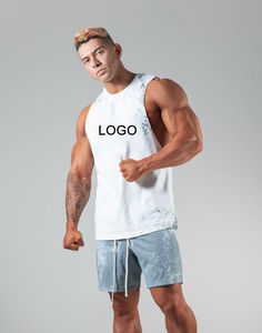 Débardeur de sport en coton pour hommes respirant Gym Stringer Workout Singlet Sporty Style Sleeveless Design - Product Image 2