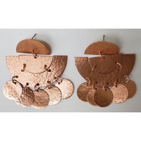 Boucles d'oreilles martelées à la main, fabrication indienne, minimalistes, pendantes, disques de pièces bruts, bijoux vintage, modèle 191E, pour acheteurs en gros