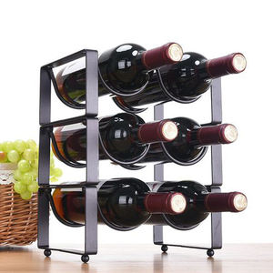 Fer forgé Simple casier à vin porte-vin noir poudre enduit organisateur de table salle à manger décor comptoir bouteilles de vin support - Product Image 3