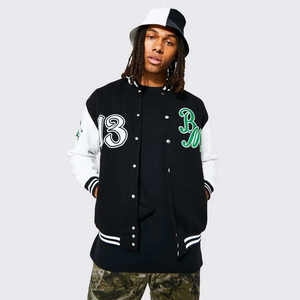 Venta al por mayor Hombres Plain Satin Letterman Chaquetas Personalizado Bordado Logo Béisbol Bomber Chaquetas - Product Image 3