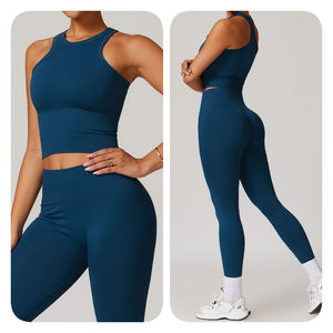 Yoga 5 uds conjuntos sin costuras de secado rápido apretado correr a prueba de golpes conjunto deportivo de cintura alta para mujeres al aire libre Fitness gimnasio desgaste - Product Image 2