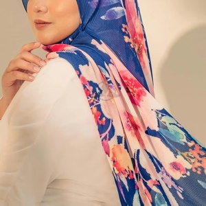 Pañuelo para la Cabeza de Mujer, Estilo Étnico, Personalizado, Primavera, Suave al Tacto, Estampado Floral, Plisado, Chifón, Hijab, Chal Arrugado, Pakistán - Product Image 1
