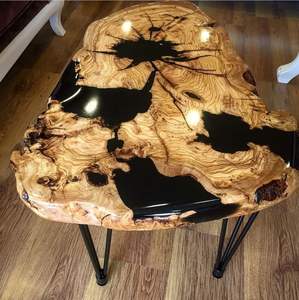 Table à manger/à café en bois d'acacia et résine, fabrication artisanale moderne, imperméable, salon, mariage, anniversaire, Diwali, condoléances - Product Image 1