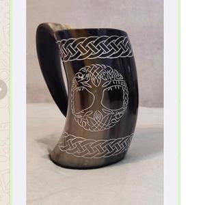 Auténtico hecho a mano ecológico vikingo beber cuerno taza diseño náutico estilo Animal grabado pulido - Product Image 4