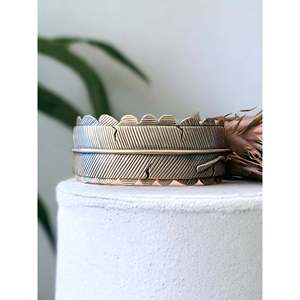 Vintage Lorenzo Juan Sterling <b>Silver</b> <b>Feather</b> Cuff <b>Bracelet</b> - Product Image 1