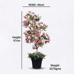 ต้นไม้ประดิษฐ์ดอกสีชมพูทรงพอมพอมในกระถาง - Product Image 4