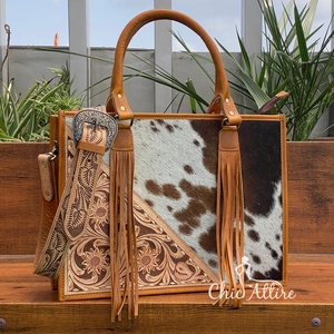 Moda de Lujo Señora elegante pelo hecho a mano en bolsos de mano de cuero de vaca borla bolso cruzado bolso de cuero genuino para mujer - Product Image 1