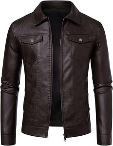 Fashionable Best Winter Men's Leather <b>Jacket</b> <b>Plus</b> <b>Size</b> Solid Pattern <b>Waterproof</b> Windproof Reasonable Price - Product Image 2