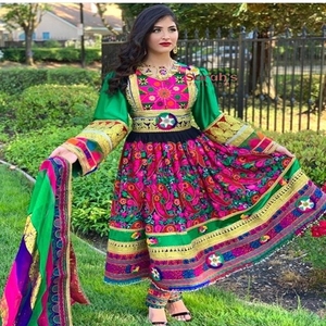 Anarkali phong cách afghani nặng Bridal DRESS trong màu xanh lá cây với dupatta handmade đẹp truyền thống Dresses trong bán buôn tỷ lệ - Product Image 5