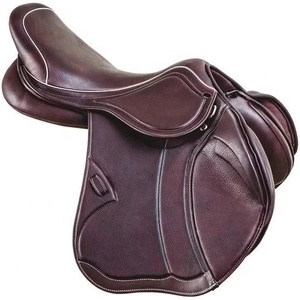 Brown Leather English Dressage Horse Saddle Fiber Tree Equestrian Equipment - Product Image 1