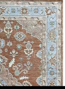 พรมขนสัตว์ถักมือสีทองแดง/สีฟ้าอ่อนคุณภาพดีที่สุดสำหรับห้องนั่งเล่นกำหนดขนาดได้เอง - Product Image 5