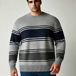 Pull en maille à col rond surdimensionné pour homme personnalisé 100% coton Pulls en maille Streetwear Pull d'hiver - Product Image 5