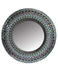 Miroir mosaïque en verre dentelle gris 13in - Product Image 4