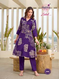 A Line <b>Kurti</b> with Pocket in Rayon Discharge Foil Print Stylish Ethnic Wear for Women Perfect for Casual Outing Office Party Wear - Product Image 4