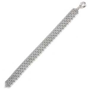925 Sterling Silver 4-Row <b>Bracelet</b> with Hexagon Honeycomb Pattern for Women 24.98g - Product Image 1