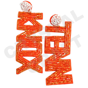 Boucles d'oreilles en perles de football de style vintage pour femmes patriotique Orange blanc bleu couleur tissu pour le jour du souvenir de mariage - Product Image 6