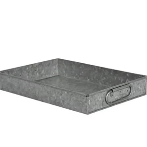 Galvanized Serving Tray Handles Commercial Grade Polished Finish Multi-Function Rustic Decor Tray for Restaurant Residential Use - Product Image 6