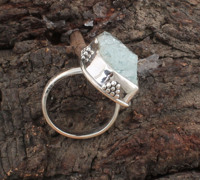Bague en argent sterling 925 avec agate brute sertie clos, pierre précieuse naturelle, classique, pour mariage, faite à la main, style bohème, unisexe