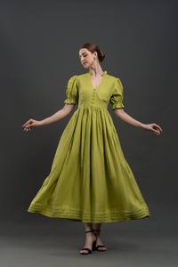 Vestido de algodón de verano para mujer con bordado floral, diseño de moda y decoración de botones, Top transpirable de manga larga para mujer - Product Image 3