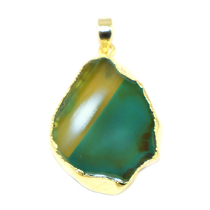 Colgante de Moda con Forma de Gema de Ágata en Rodajas, Chapado en Oro de 22K, Metal de Latón, Joyería Moderna para Mujer, Venta al por Mayor - Product Image 1