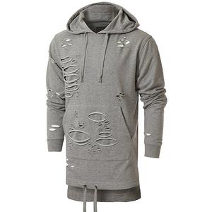 Streetwear Homme Sérigraphie Respirant 100% Coton Sweat à Capuche Surdimensionné Déchiré Ourlet Brut Coupe Bord Hoodies Pour Garçons - Product Image 2