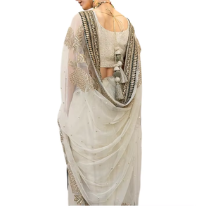 ผ้าส่าหรีผ้าฝ้ายพิมพ์ลายระบายอากาศสำหรับผู้หญิงเนื้อนุ่มพร้อมดีไซน์สดใสสำหรับใส่ในออฟฟิศและงานปาร์ตี้สำหรับฤดูร้อนวันใช้ในชีวิตประจำวัน - Product Image 3