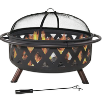 Équipement de chauffage de foyer en fer BBQ avec couverture en maille Grilles Poker pour Patio Brasero extérieur Cheminée de jardin Foyers à bois