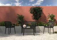 Ensemble de meubles de jardin italiens en plastique/métal résistant au soleil et aux intempéries d'excellente qualité, effet bambou, pour le salon, l'entrée et l'extérieur.
