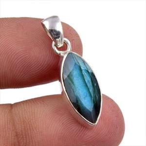 Boho Style 925 Sterling Silver Bijoux pour femmes Pendentif en pierres précieuses Labradorite fait à la main Pendentif classique plaqué rhodium Cadeau - Product Image 2