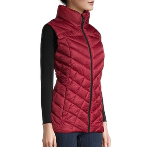 Veste matelassée sans manches pour femme, col montant, fermeture éclair, broderie, toile de nylon imprimée, hiver - Product Image 3