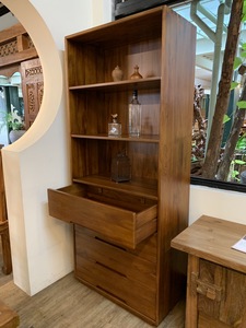 ชั้นวางหนังสือไม้สักทันสมัย 4 ลิ้นชัก พร้อมที่เก็บของสำหรับห้องนั่งเล่น เฟอร์นิเจอร์บ้าน - Product Image 5